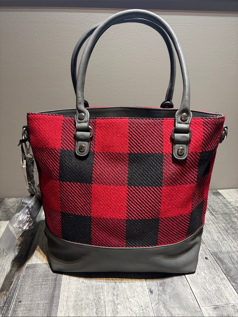 Red and Black Buffalo Plaid Tote Bag-Natalya